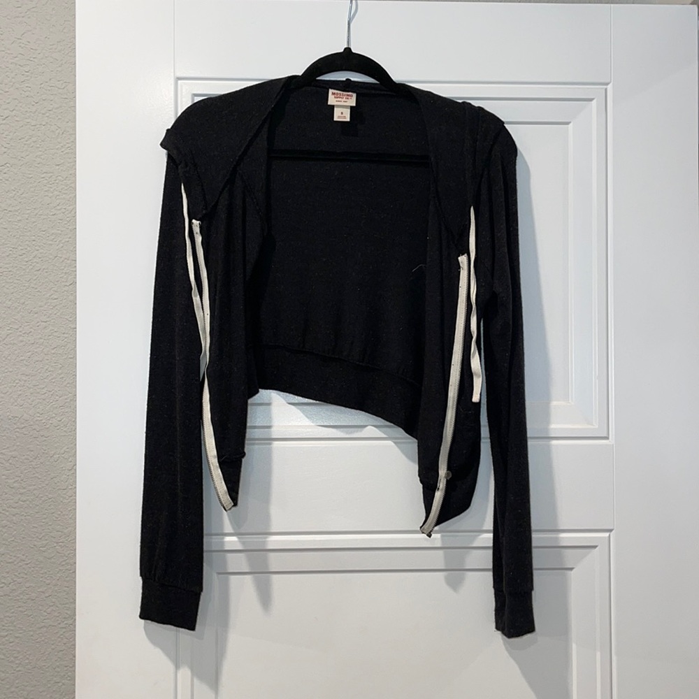 Crop top dark grey zip up jacket